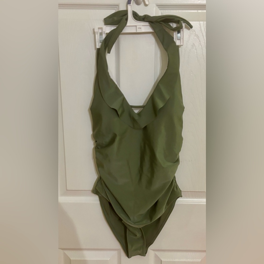 Brand New Olive Army Green One-Piece Halter Swimsuit